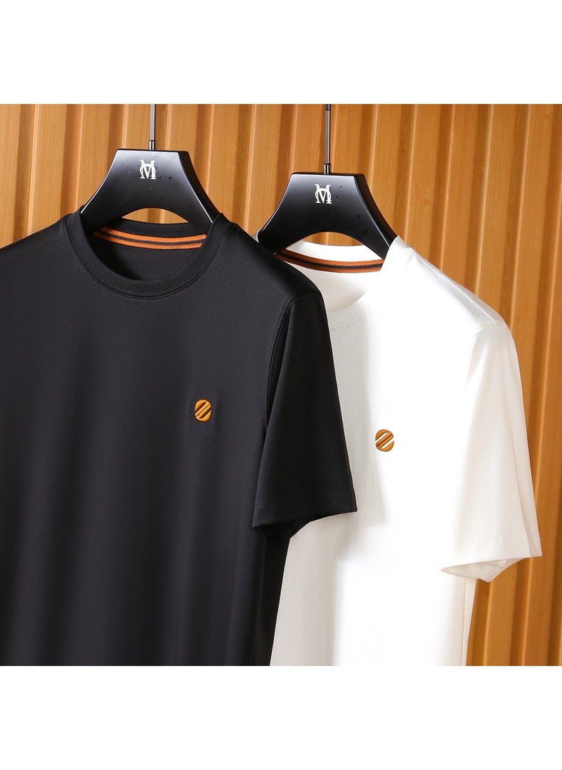 Silk-cotton Modal Blend Mens Casual Tee Black