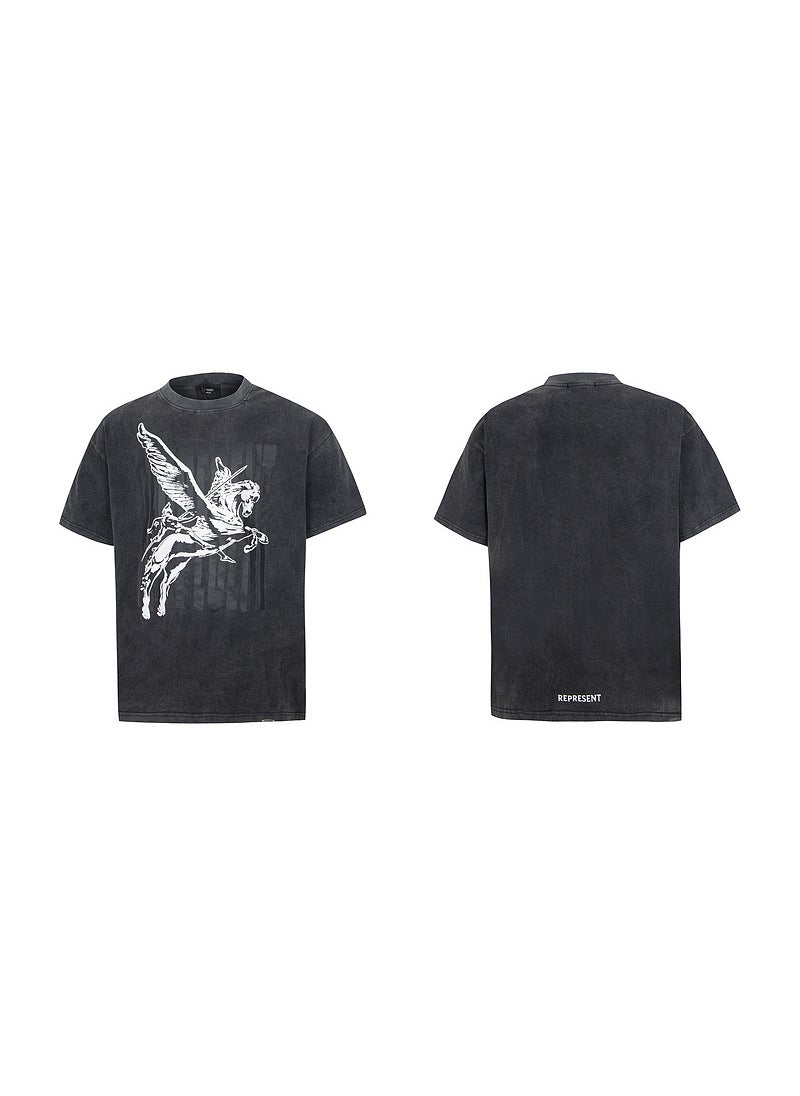 Vintage Washed Warhorse Print Tee wash water black