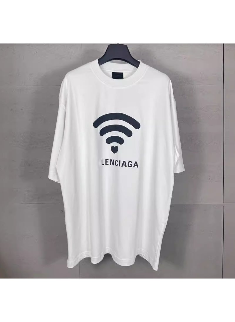 High-Version SS24 Paris B-Logo Limited Wi-Fi Print Casual Tee Black