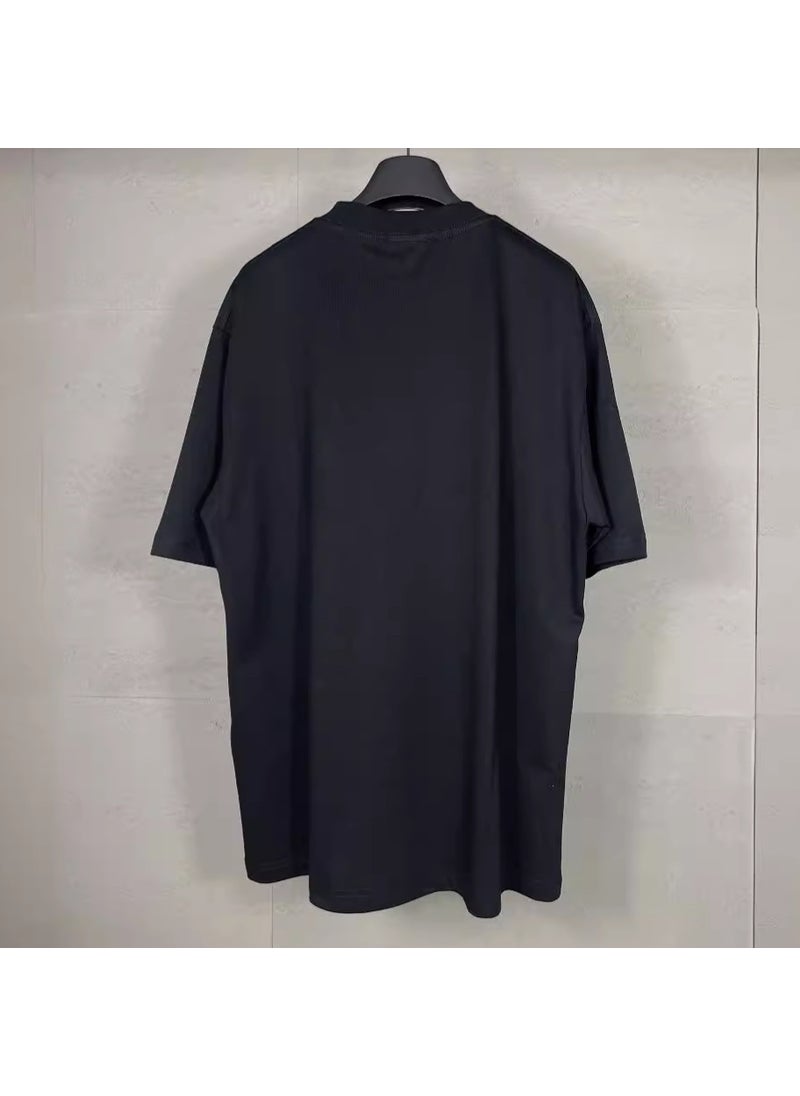 High-Version SS24 Paris B-Logo Limited Wi-Fi Print Casual Tee Black