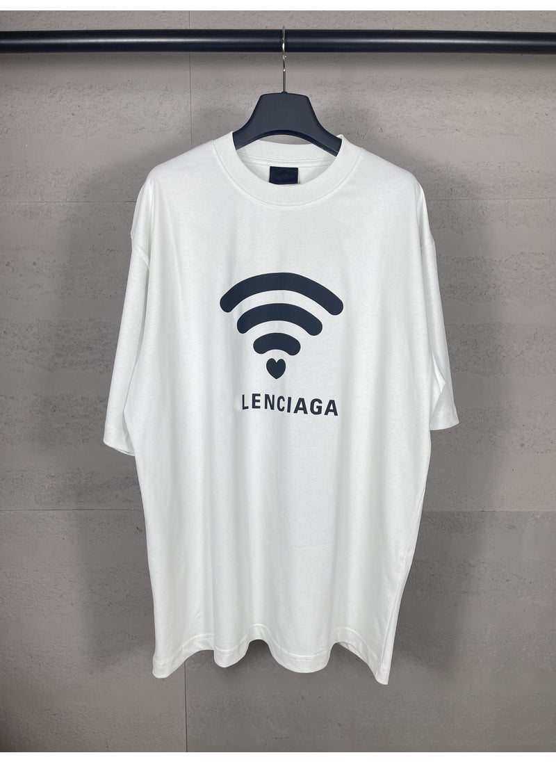 High-Version SS24 Paris B-Logo Limited Wi-Fi Print Casual Tee White
