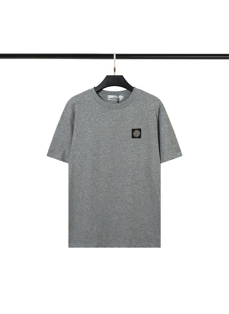 Embroidered Logo Cotton Tee Unisex flower ash