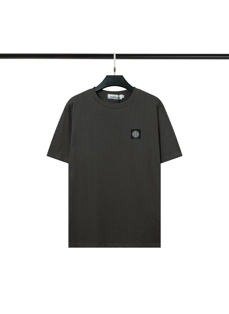 Embroidered Logo Cotton Tee Unisex Dark gray