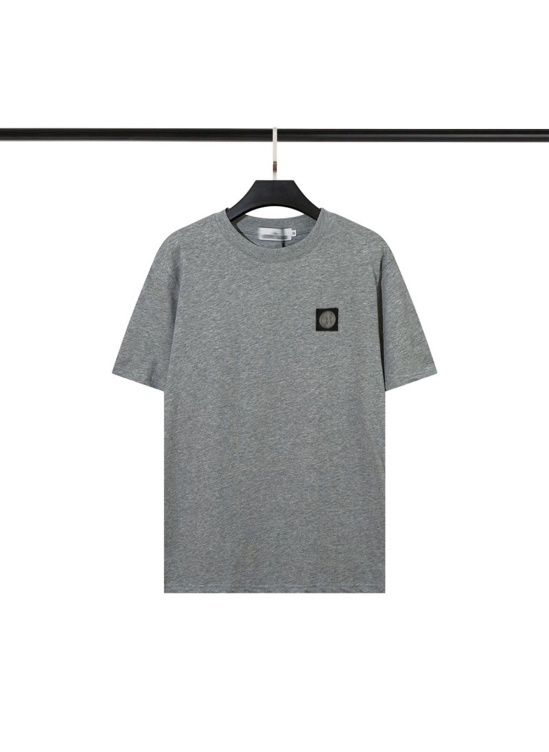 Embroidered Logo Cotton Tee Unisex Dark gray