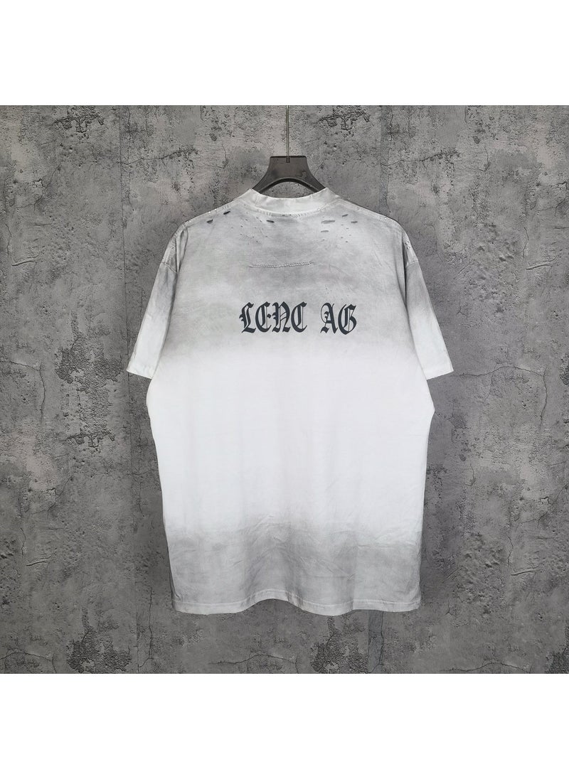 High-Quality Ripped Tee Unisex Oversized Milky White