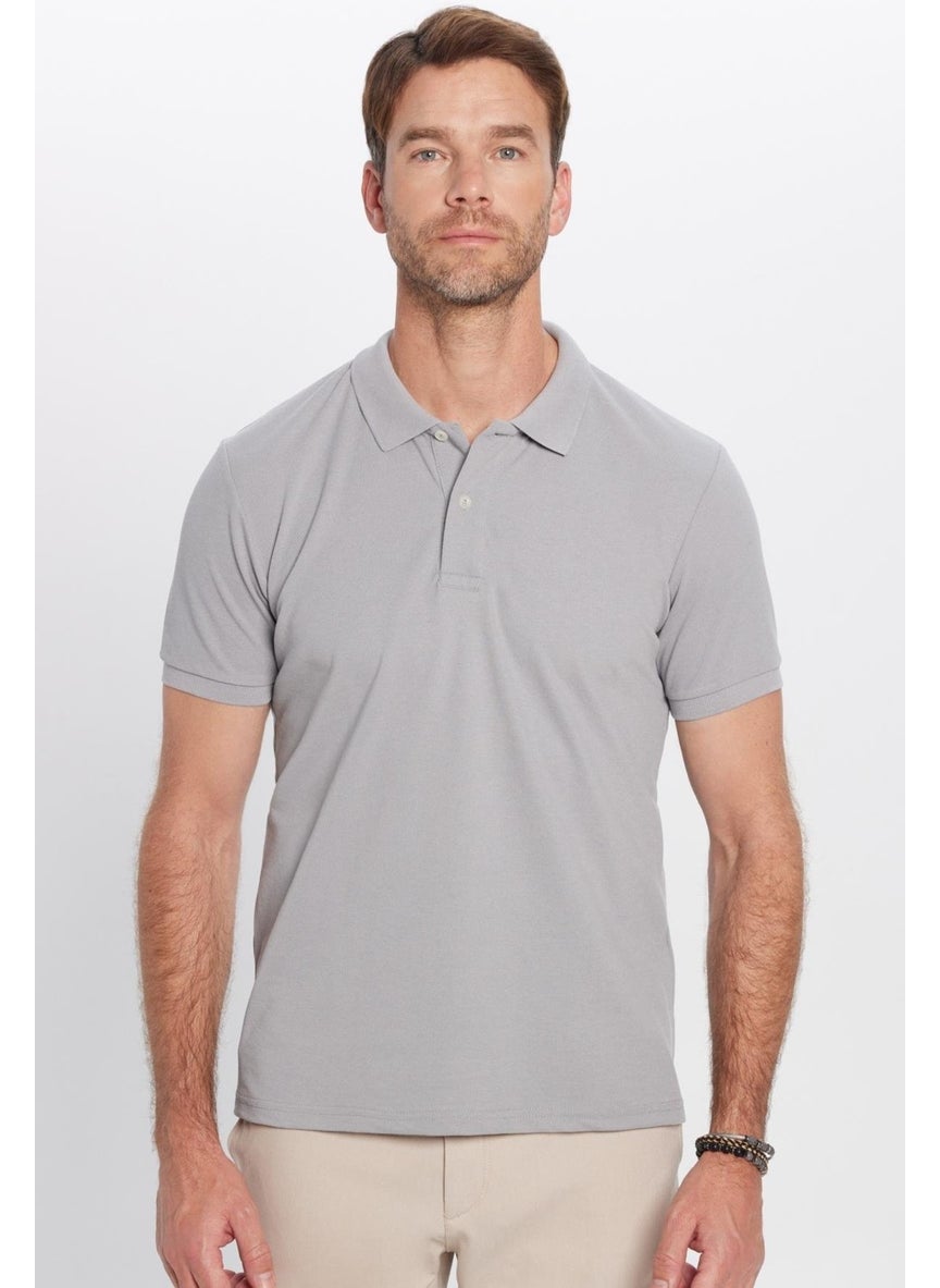Men's Slim Fit Slim Cut Cotton Soft Texture Cool Fabric Plain Pique Polo Collar T-Shirt