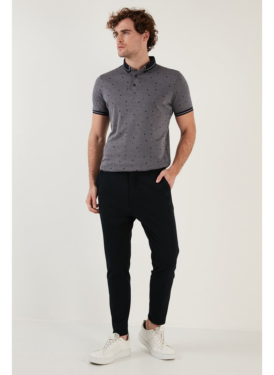 Cotton Blended Patterned Slim Fit Polo T Shirt Men's Polo T Shirt 646B3210