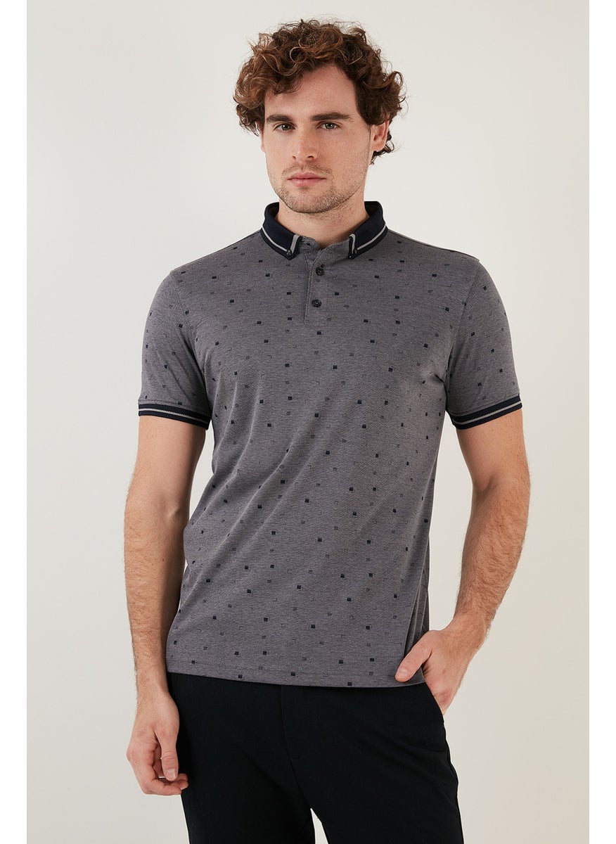Cotton Blended Patterned Slim Fit Polo T Shirt Men's Polo T Shirt 646B3210