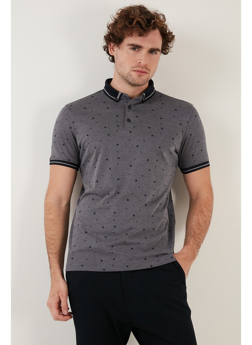 Cotton Blended Patterned Slim Fit Polo T Shirt Men's Polo T Shirt 646B3210