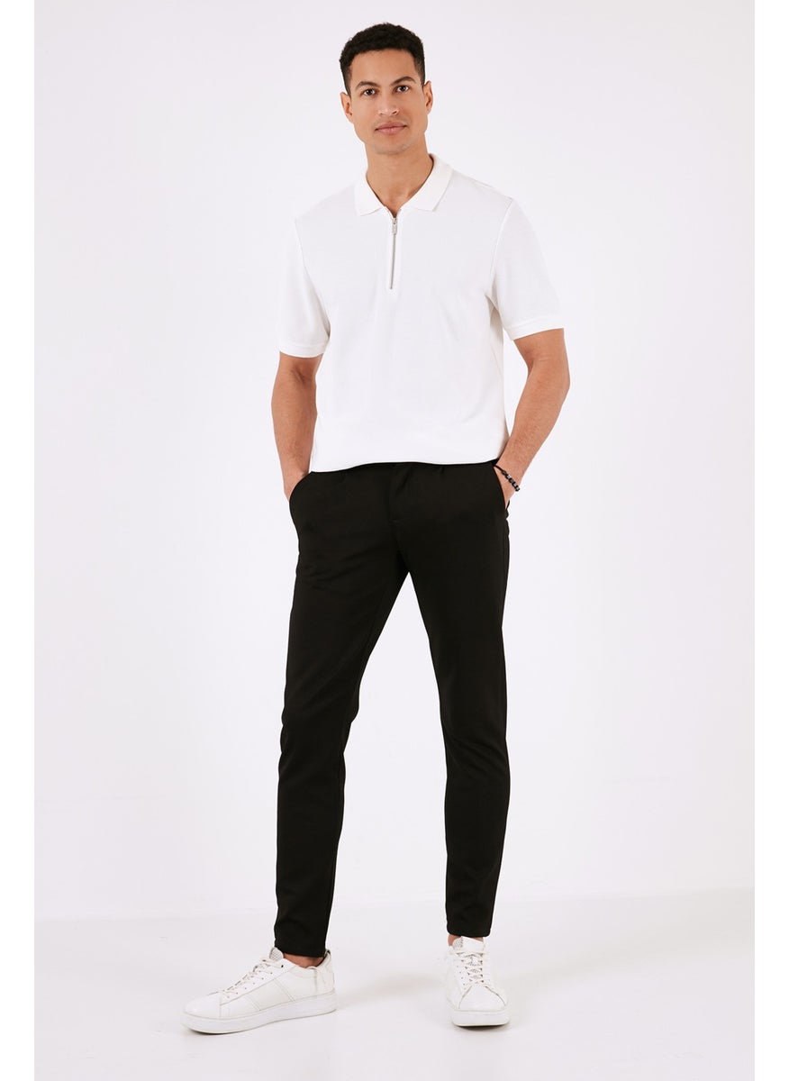 Cotton Regular Fit Zippered Polo Collar T Shirt Men's Polo T Shirt 5902434