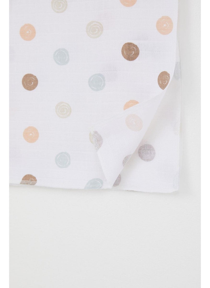 Newborn Baby Muslin Blanket Colorful Dot Pattern Standard, Ecru
