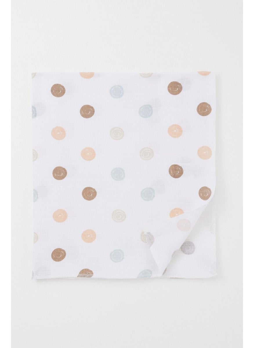 Newborn Baby Muslin Blanket Colorful Dot Pattern Standard, Ecru