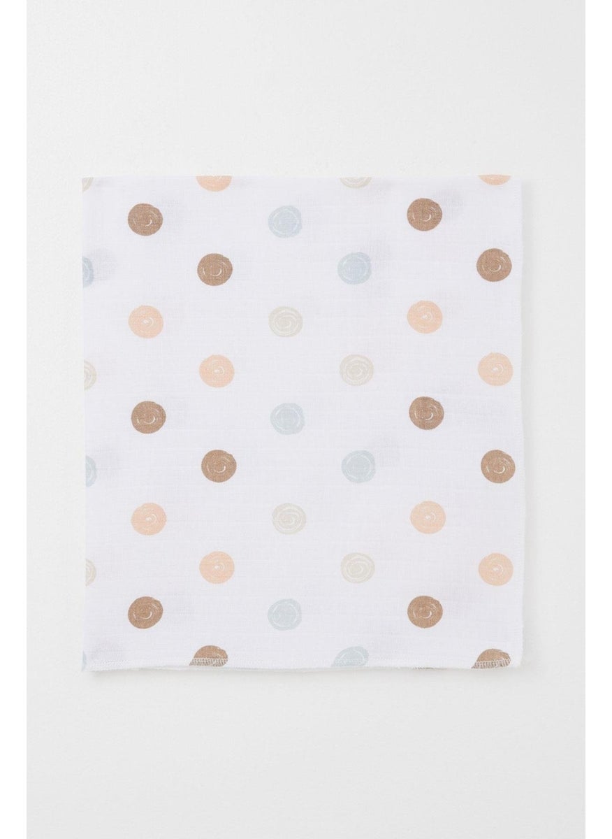Newborn Baby Muslin Blanket Colorful Dot Pattern Standard, Ecru