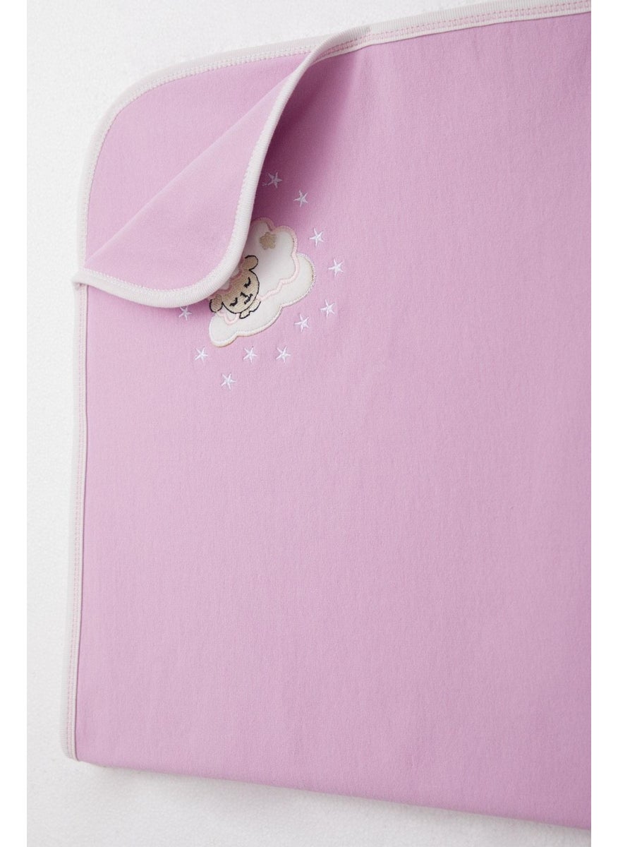 Newborn Baby Blanket Sleepy Lamb Embroidered Standard, Lilac
