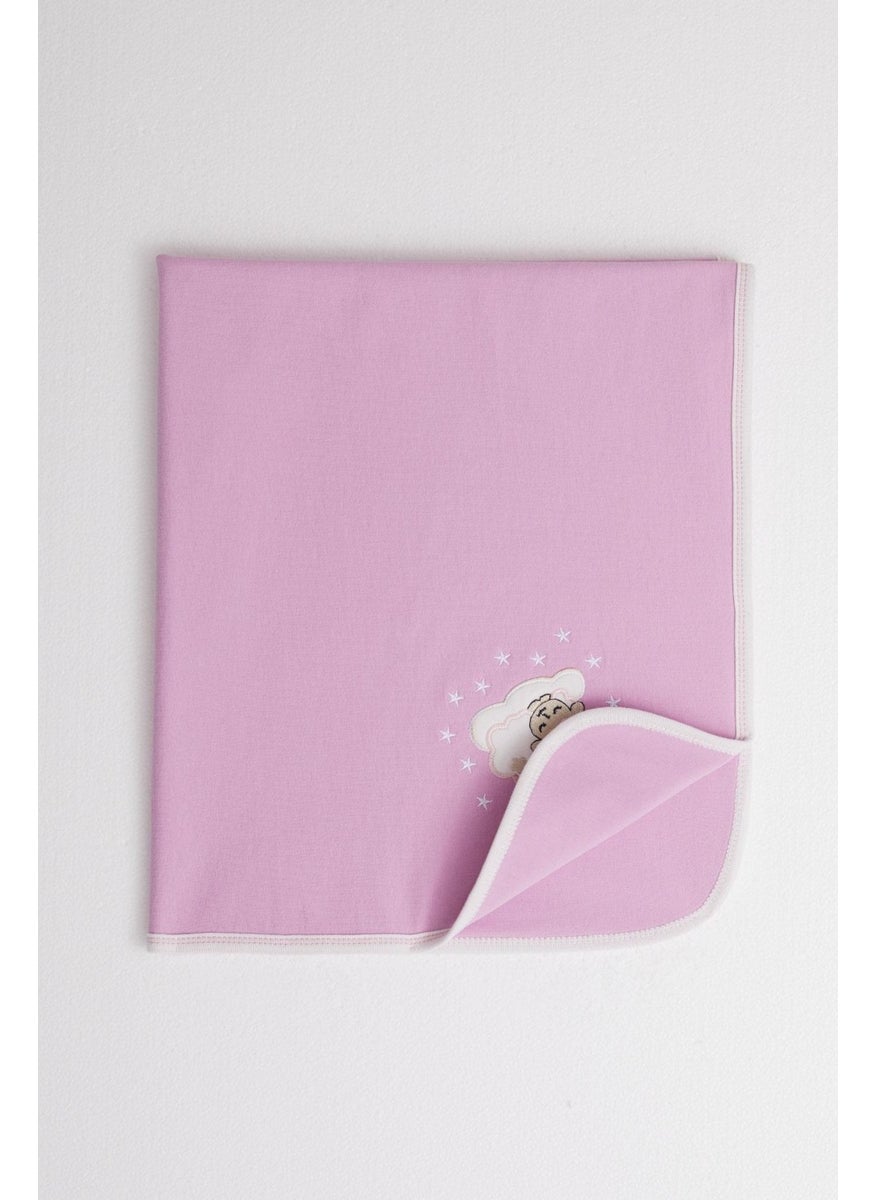 Newborn Baby Blanket Sleepy Lamb Embroidered Standard, Lilac