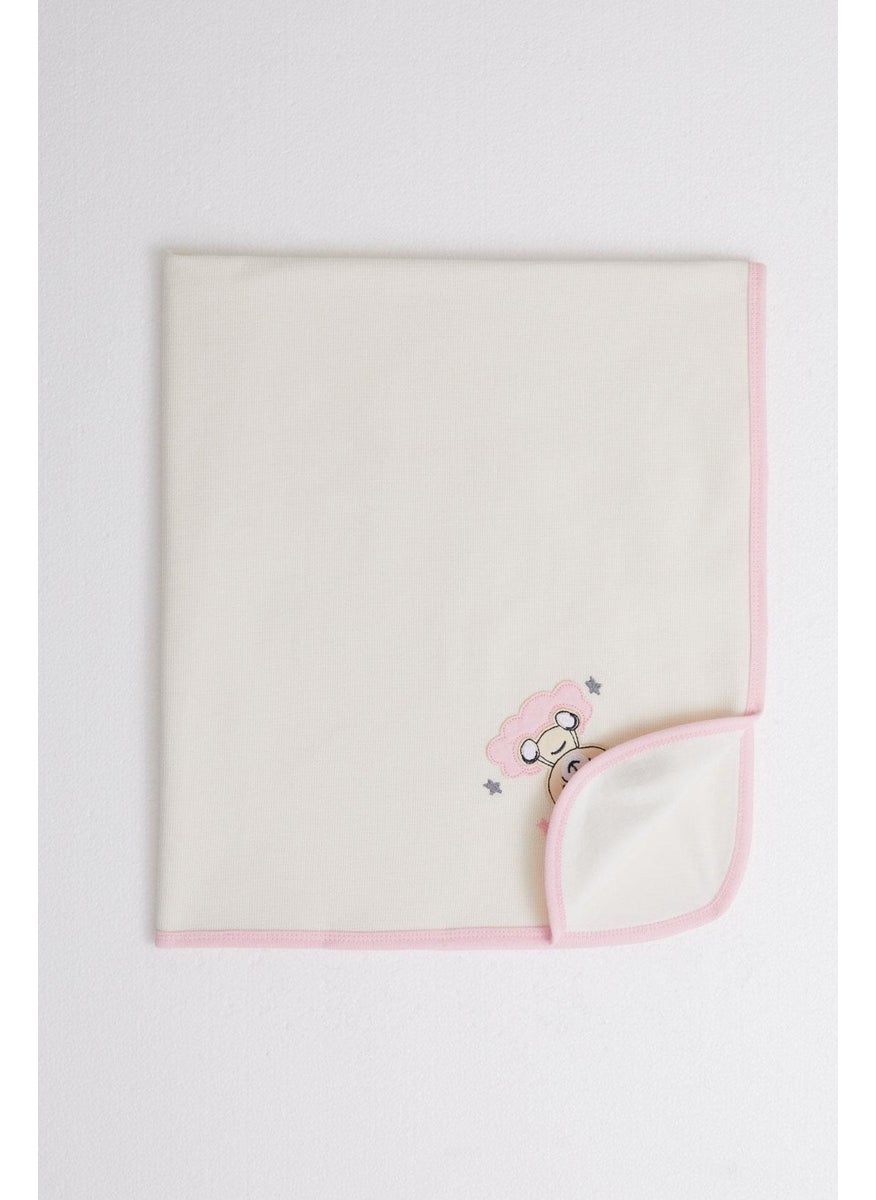 Newborn Baby Blanket Cute Baby Bear Printed Standard, Cream