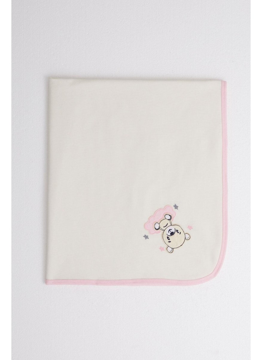 Newborn Baby Blanket Cute Baby Bear Printed Standard, Cream