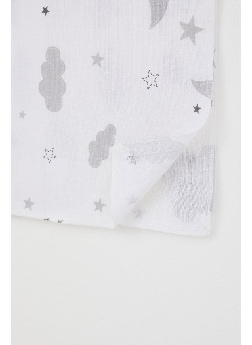Newborn Baby Muslin Blanket Sky Themed Standard, Ecru