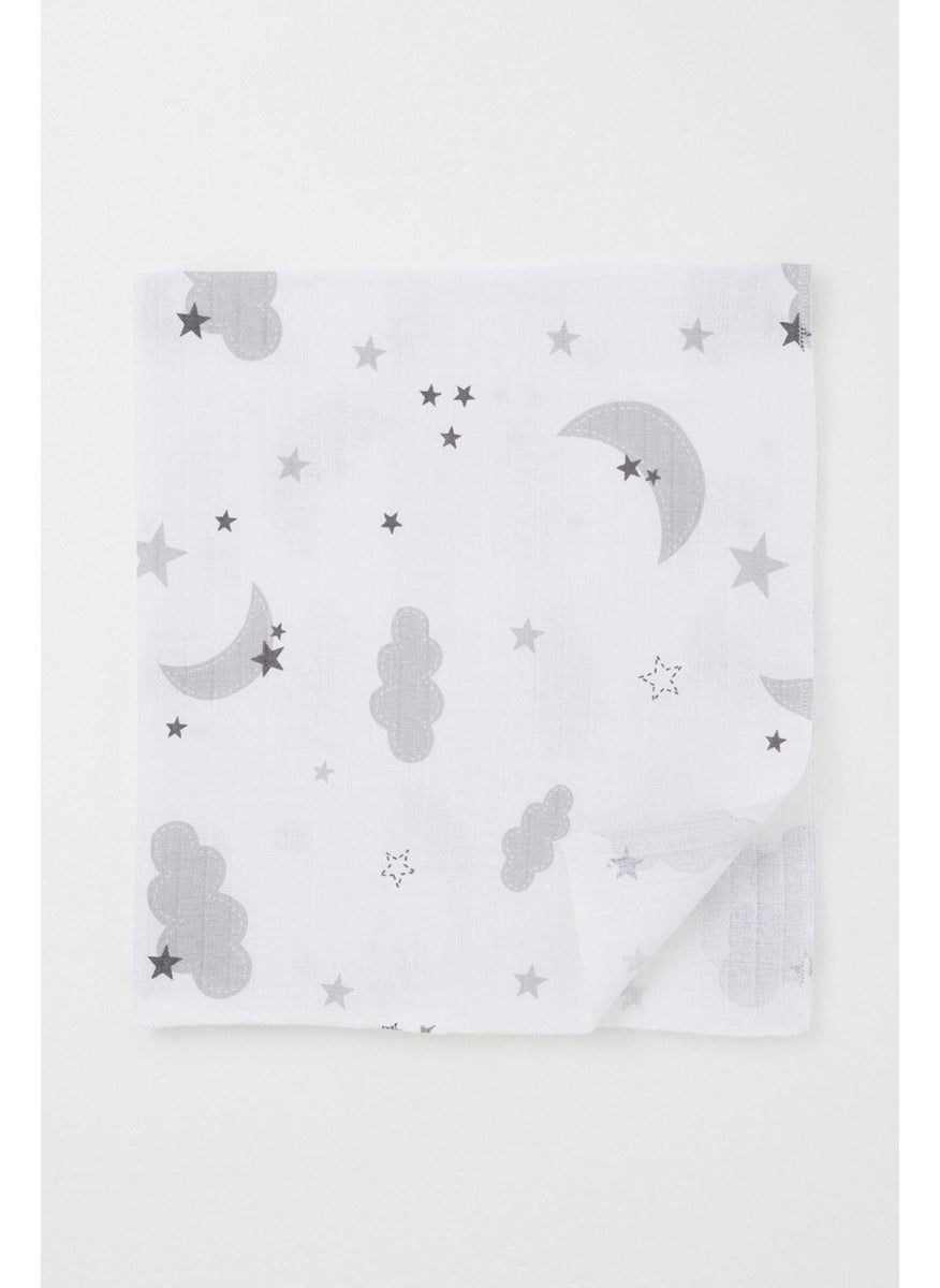Newborn Baby Muslin Blanket Sky Themed Standard, Ecru