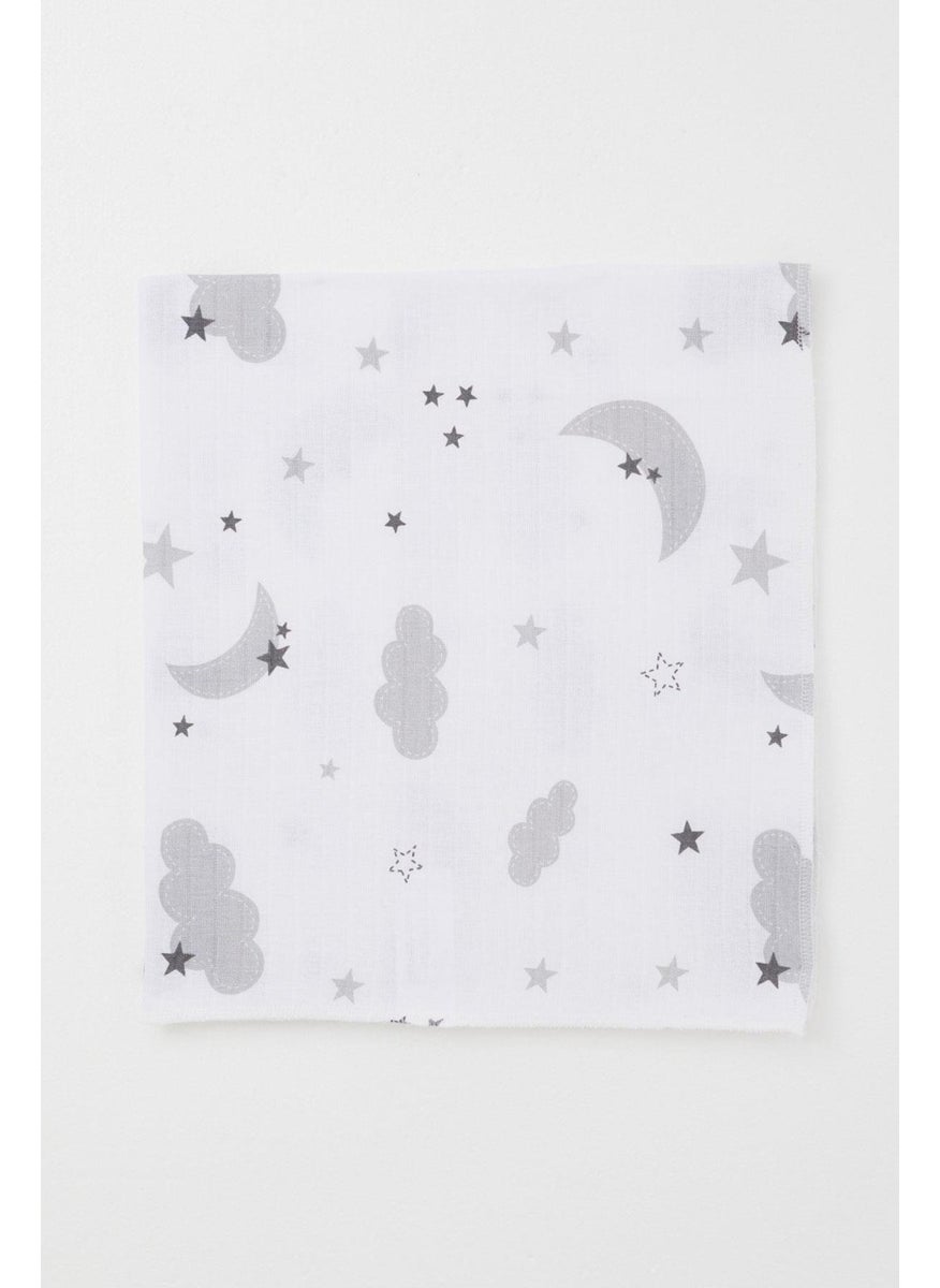 Newborn Baby Muslin Blanket Sky Themed Standard, Ecru