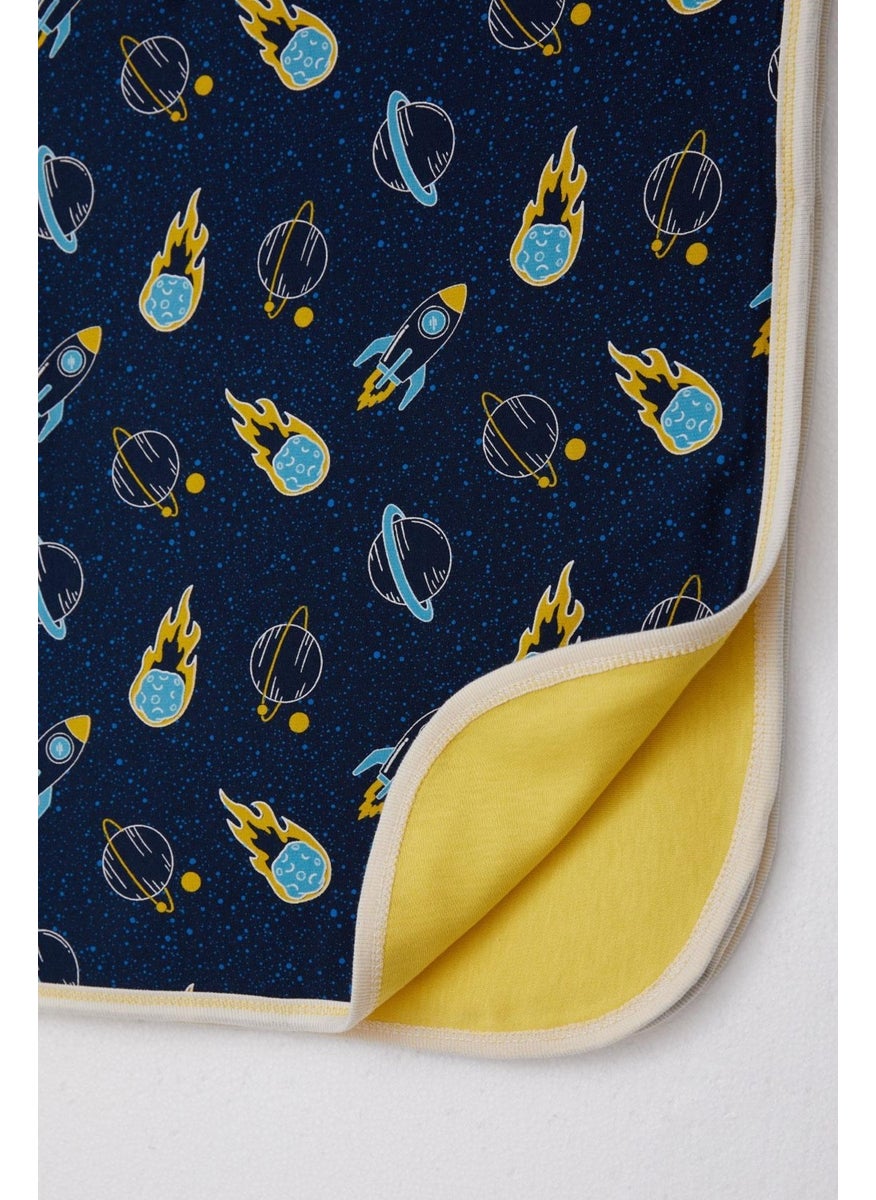 Newborn Baby Blanket Space Themed Standard, Navy Blue
