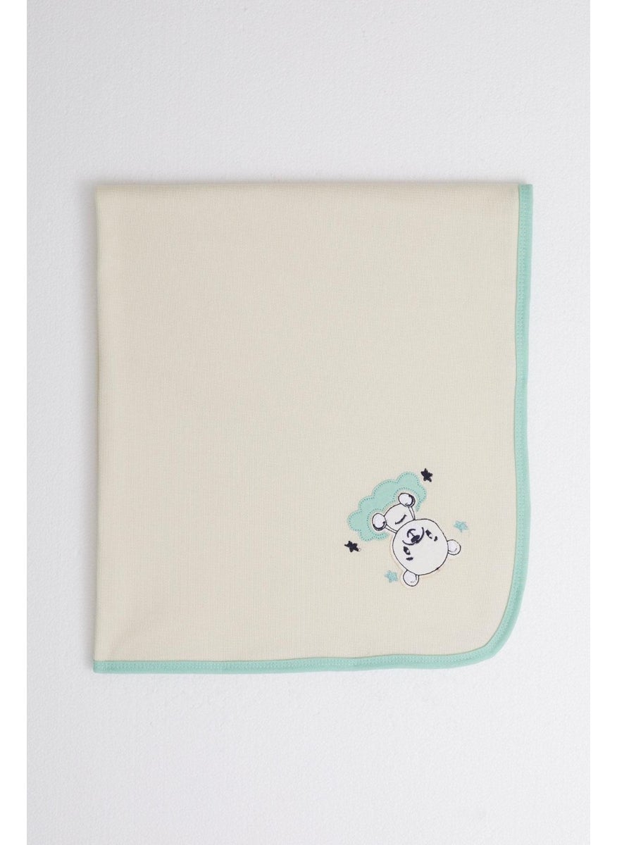 Newborn Baby Blanket Cute Baby Bear Printed Standard, Cream