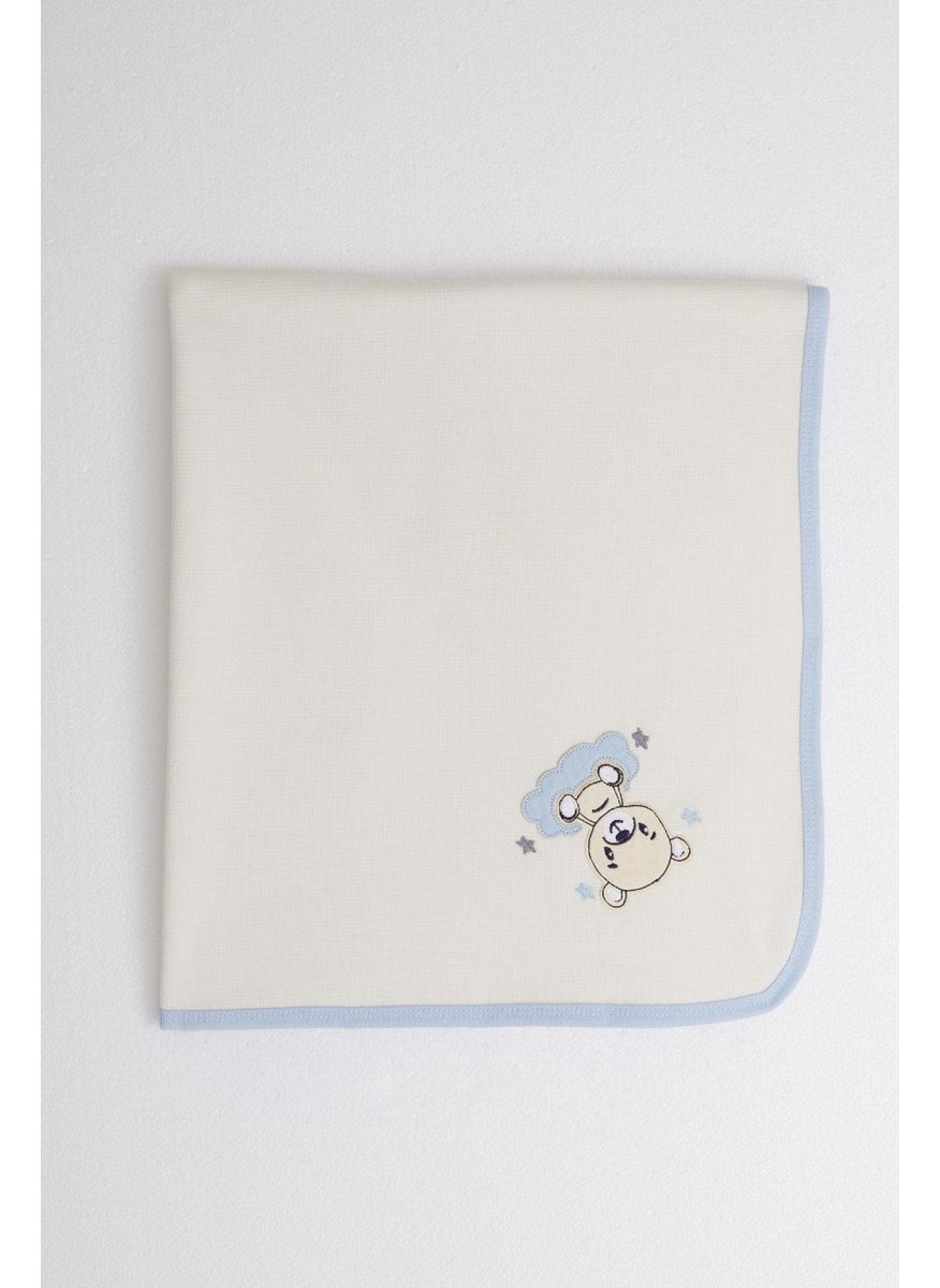 Newborn Baby Blanket Cute Baby Bear Printed Standard, Cream