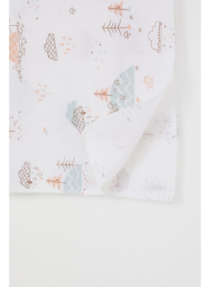 Newborn Baby Muslin Blanket Spring Themed Cloud Pattern Standard, Ecru