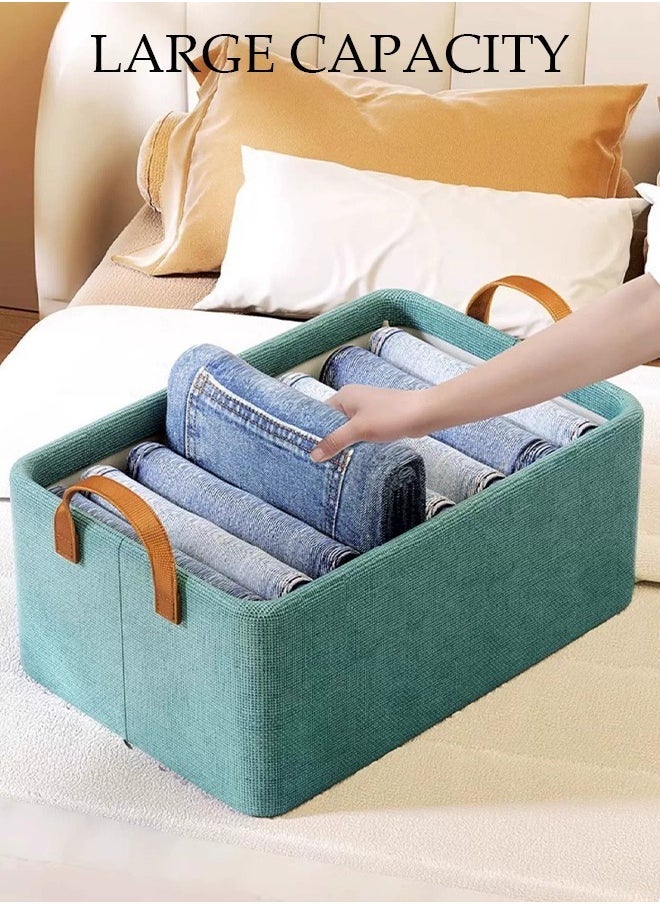 3pcs Foldable Closet Storage Organizer,Wardrobe Clothes Organizer for Clothes Jeans Washable Closet Storage Boxes with Carrying Handles Cube Storage Bin for Home Bedroom Office