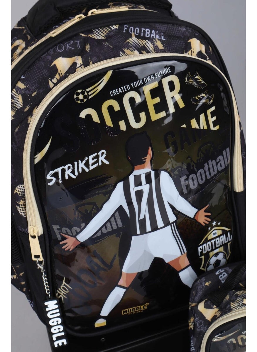 Licensed Dekomus Special Collection Soccer Game School Bag, Lunch Box and Pencil Bag School Set