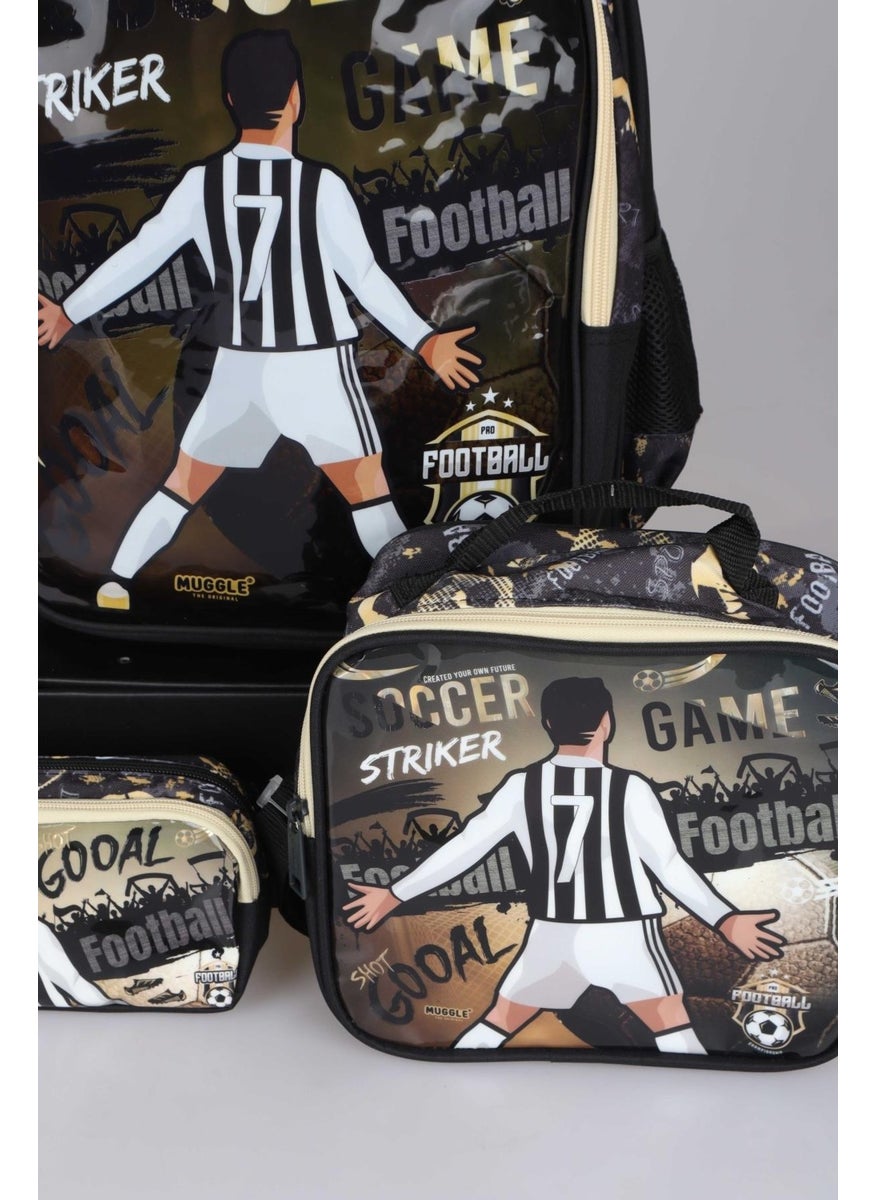 Licensed Dekomus Special Collection Soccer Game School Bag, Lunch Box and Pencil Bag School Set