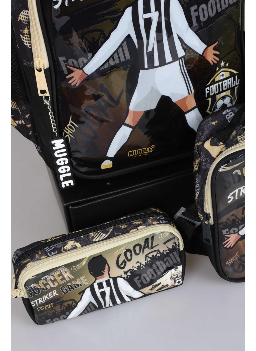 Licensed Dekomus Special Collection Soccer Game School Bag, Lunch Box and Pencil Bag School Set