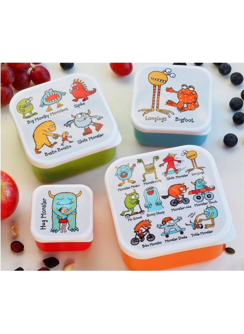 Non-Spill Water Bottle with Straw 4-Piece Lunch Box Monster Set