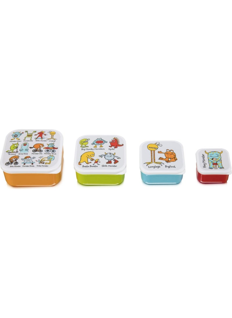 Non-Spill Water Bottle with Straw 4-Piece Lunch Box Monster Set