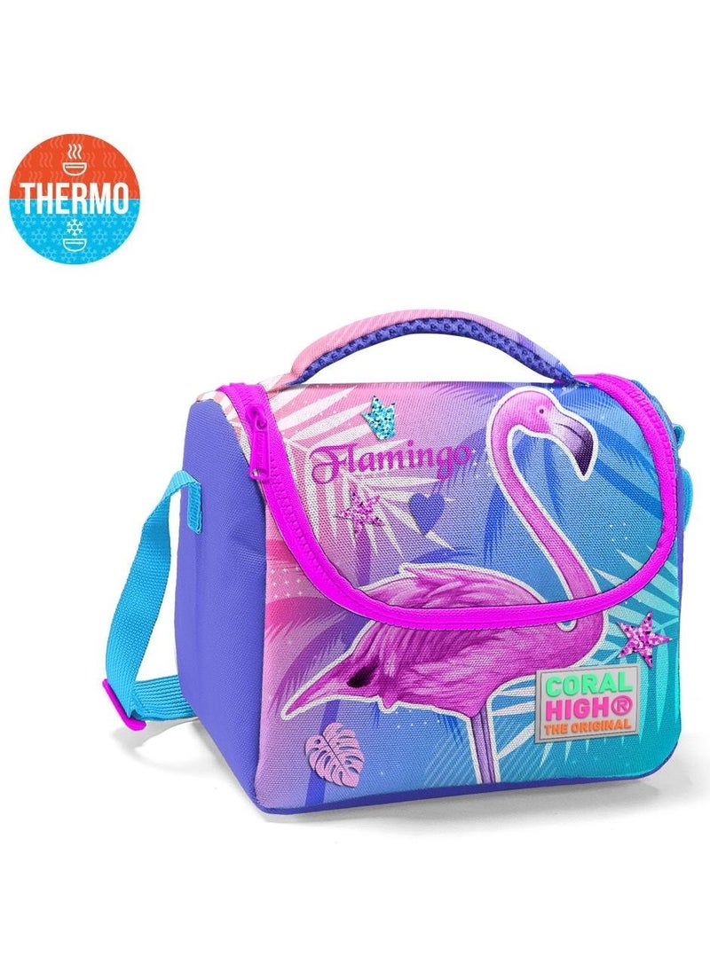 Kids Lavender Pink Flamingo Patterned Thermo Lunchbox 11705