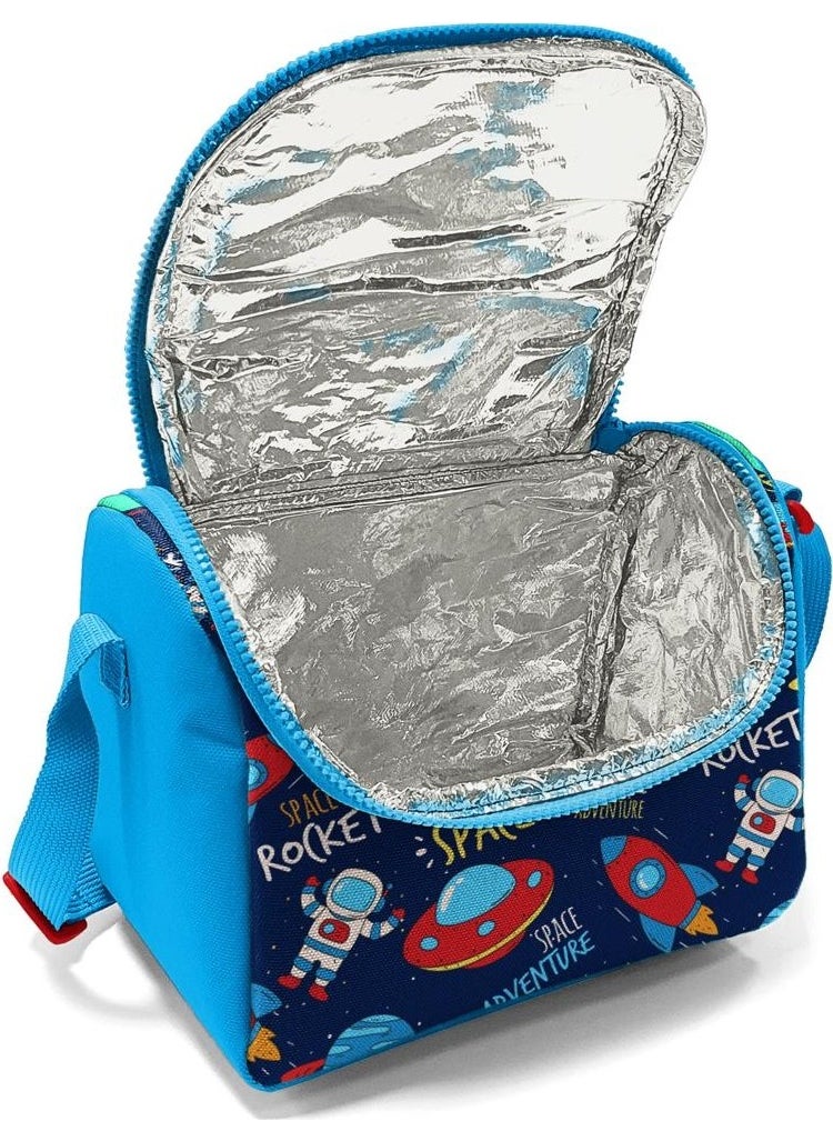 Kids Navy Blue Space Patterned Thermo Lunchbox 11807
