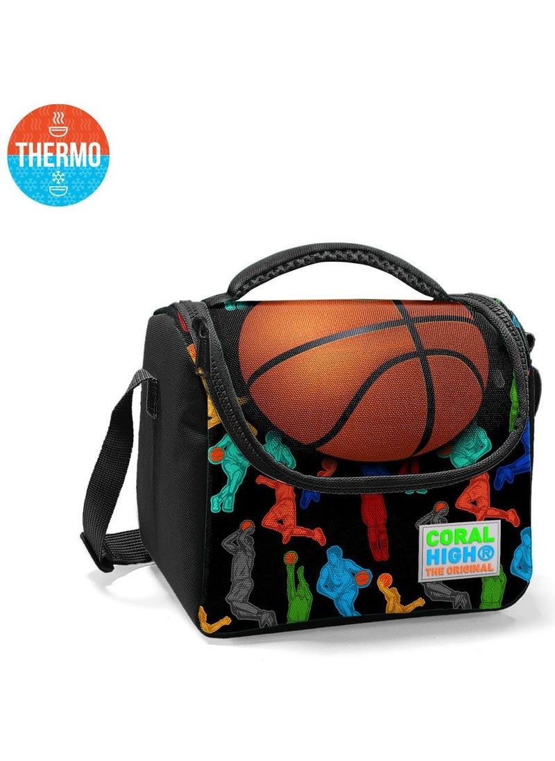 Kids Black Basketball Thermo Lunch Box 11809