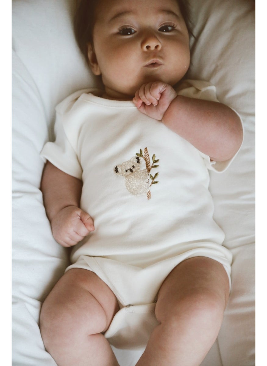 3-Piece Embroidered Snap Badi - Zıbın