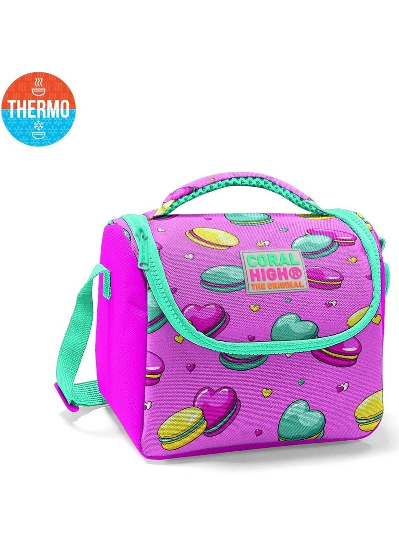 Kids Light Pink Water Green Macaron Patterned Thermo Lunch Box 11701