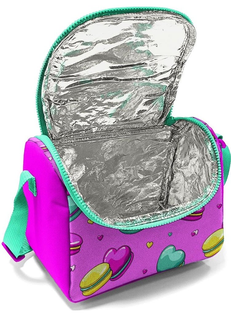 Kids Light Pink Water Green Macaron Patterned Thermo Lunch Box 11701