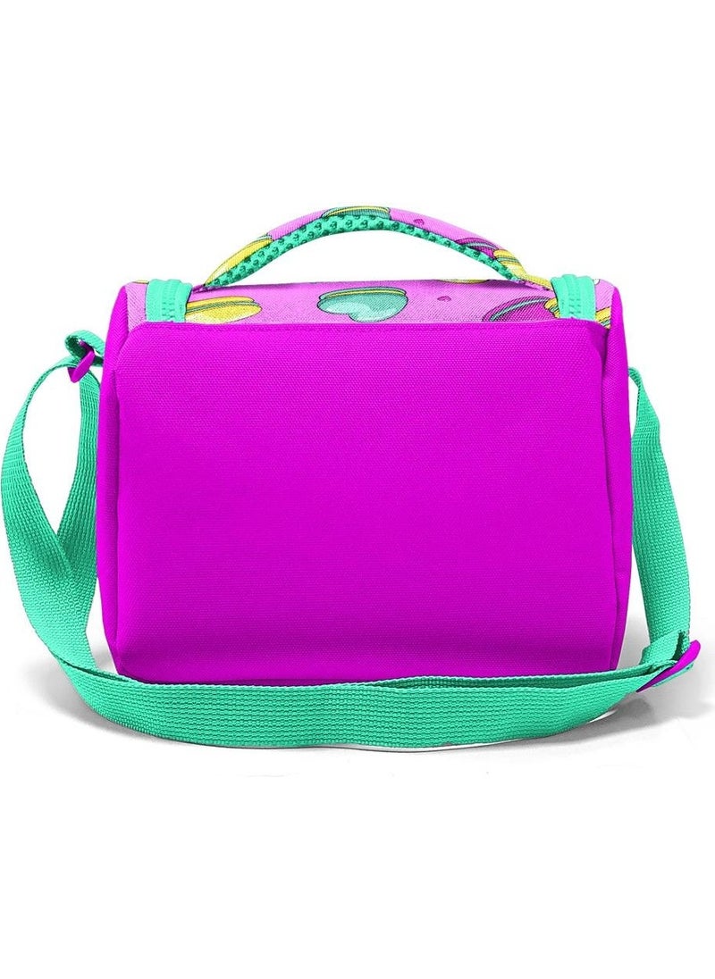 Kids Light Pink Water Green Macaron Patterned Thermo Lunch Box 11701