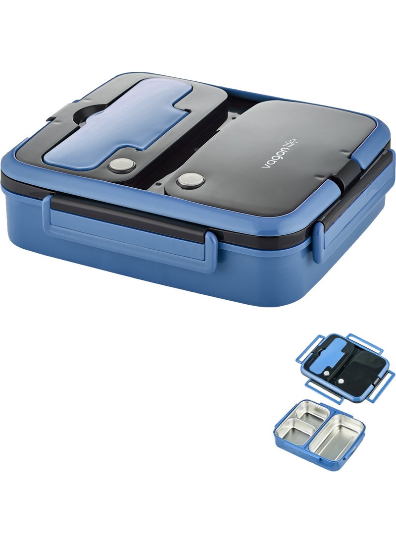 Lunch Box 1000 ml Single Layer 3 Compartment Metal Spoon New Generation Lunch Box-FFLBOX10164