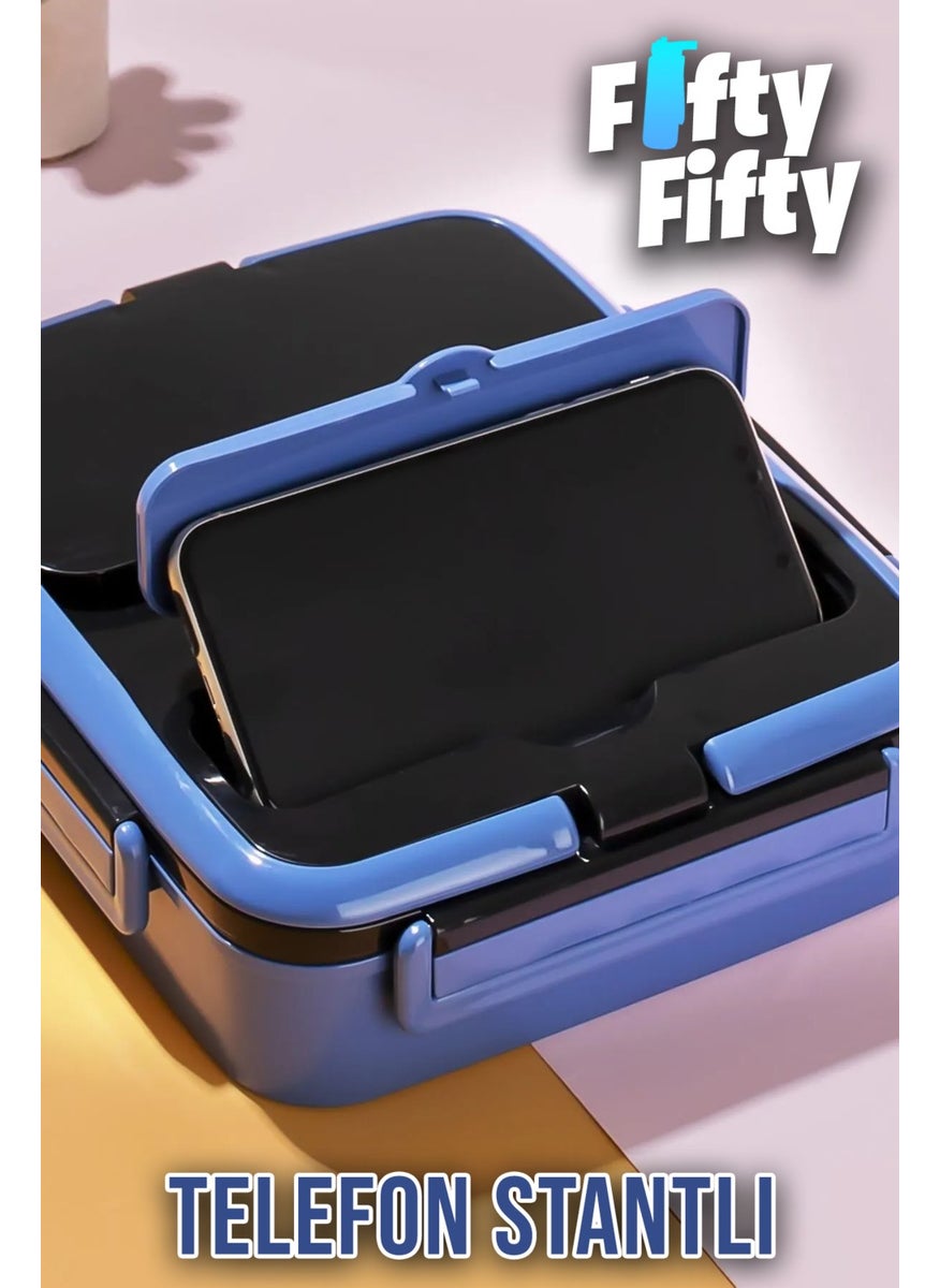 Lunch Box 1000 ml Single Layer 3 Compartment Metal Spoon New Generation Lunch Box-FFLBOX10164