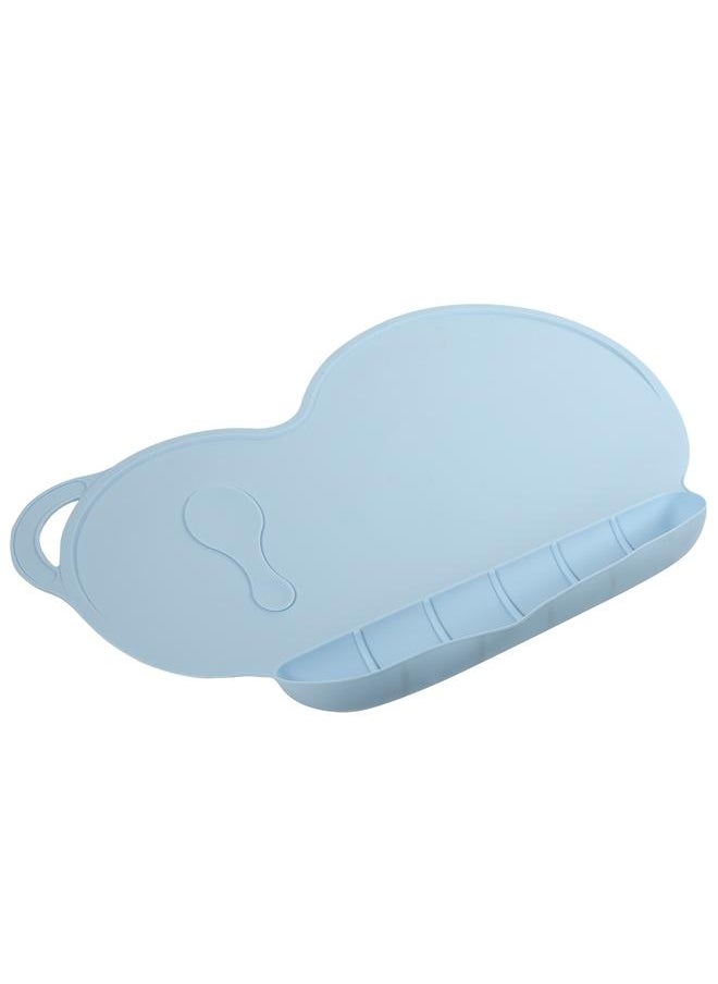 Silicone Baby Plate Mat Sucker Anti slip Waterproof Folding Child Dinner Table Set (Light Blue)