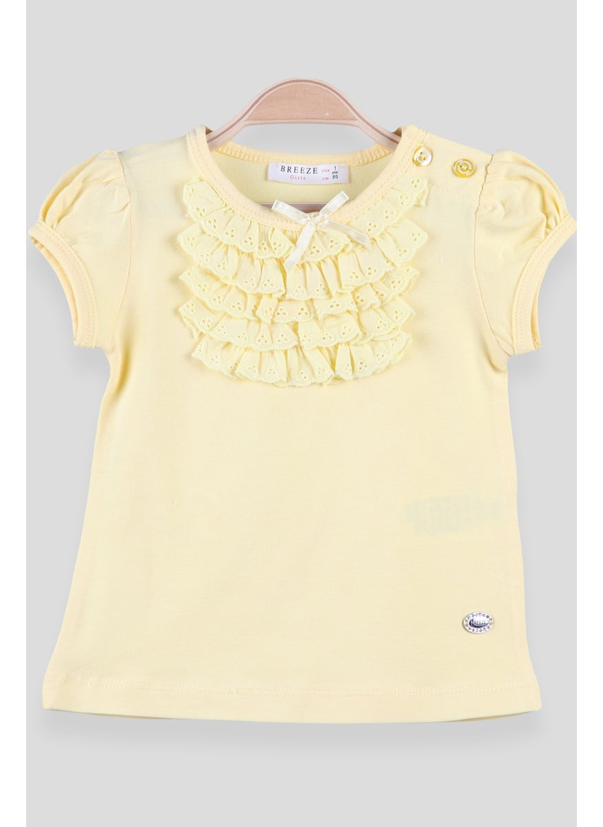 Girl's T-Shirt Guipureed Yellow (9 Months-8 Years)