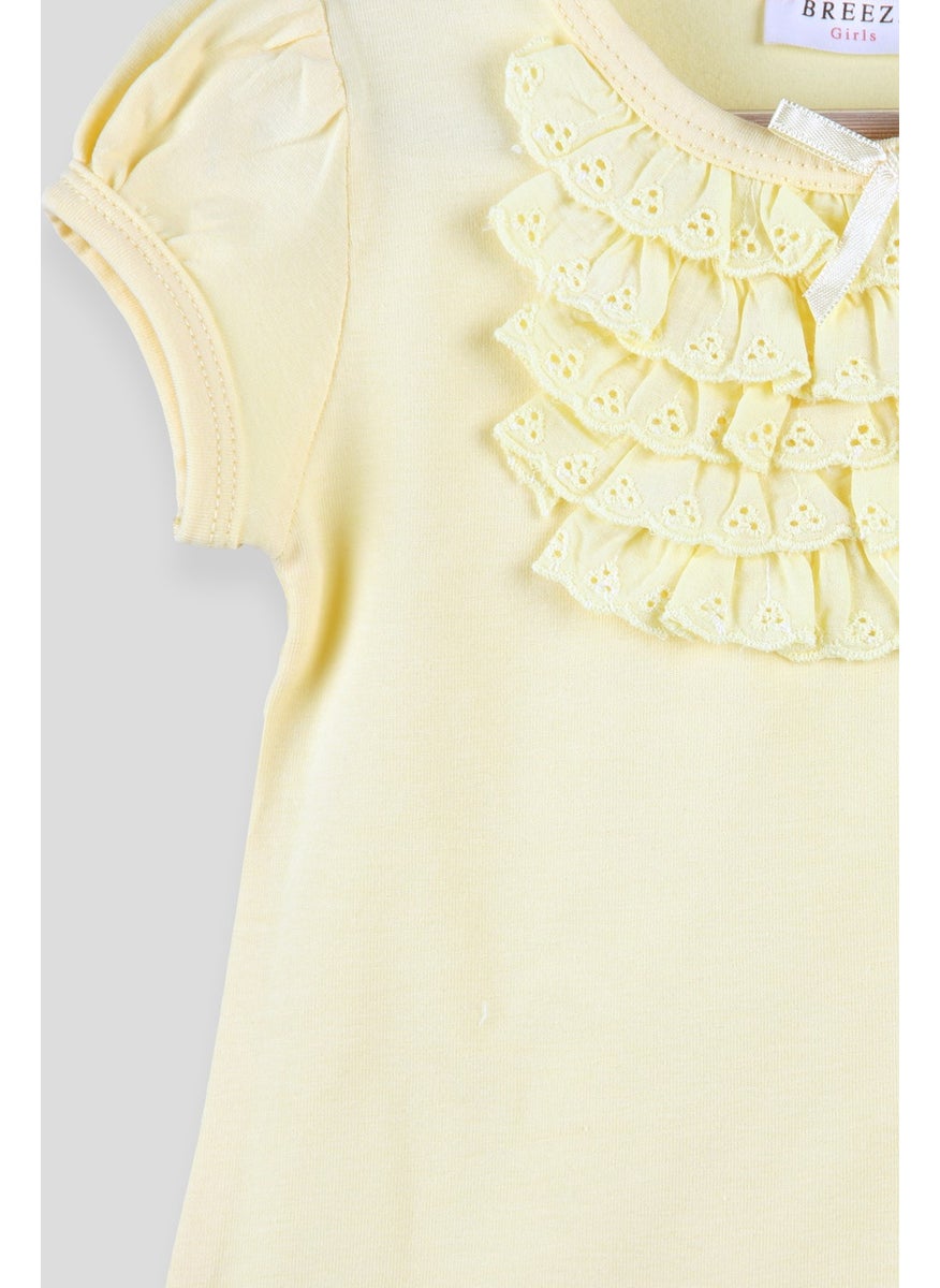 Girl's T-Shirt Guipureed Yellow (9 Months-8 Years)