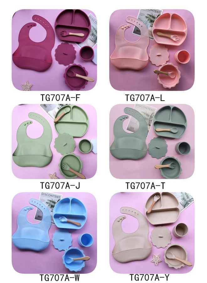 Baby Plate Grid Plate Baby Food Supplement Maternal And Child Tableware Spoon Full Suit Food Grade Silicone Drop-resistant Cute Children