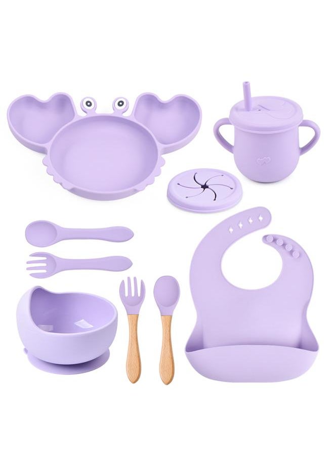 Baby Dinner Plate Baby Supplementary Dinner Plate Children's Tableware Set Three-plot Crab Silicone Dinner Plate Set