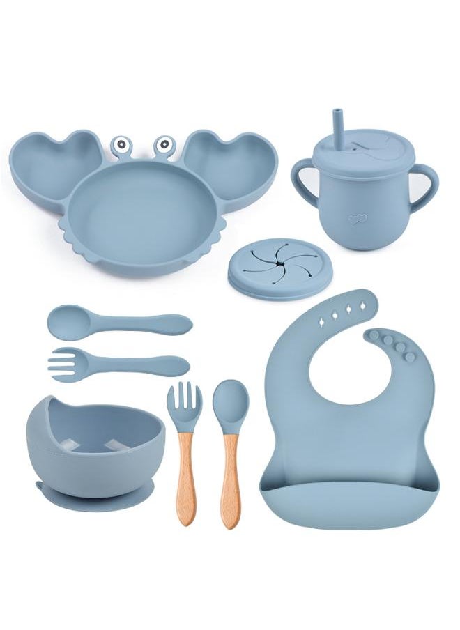 Baby Dinner Plate Baby Supplementary Dinner Plate Children's Tableware Set Three-plot Crab Silicone Dinner Plate Set
