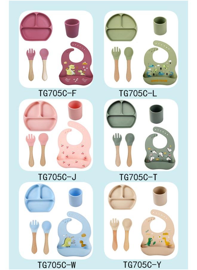 Baby Plate Grid Plate Baby Food Supplement Maternal And Child Tableware Spoon Full Suit Food Grade Silicone Drop-resistant Cute Children